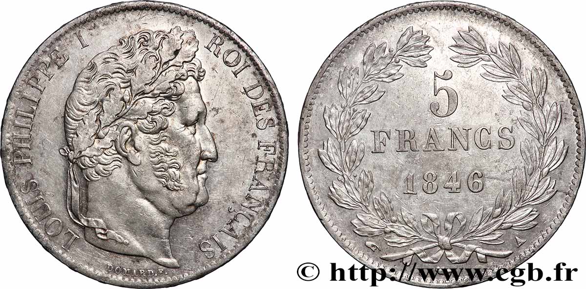 5 francs IIIe type Domard 1846 Paris F.325/10 SUP+ 