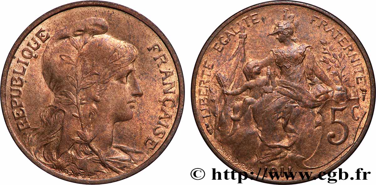 5 centimes Daniel-Dupuis 1911  F.119/23 SUP62 