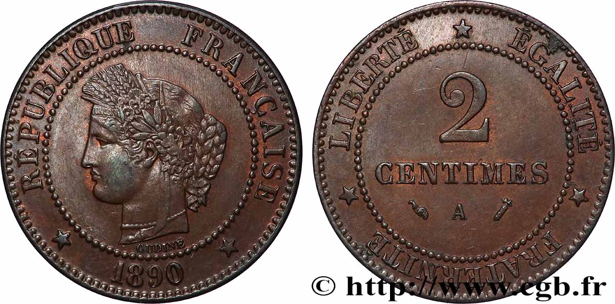 2 centimes Cérès 1890 Paris F.109/16 TTB 