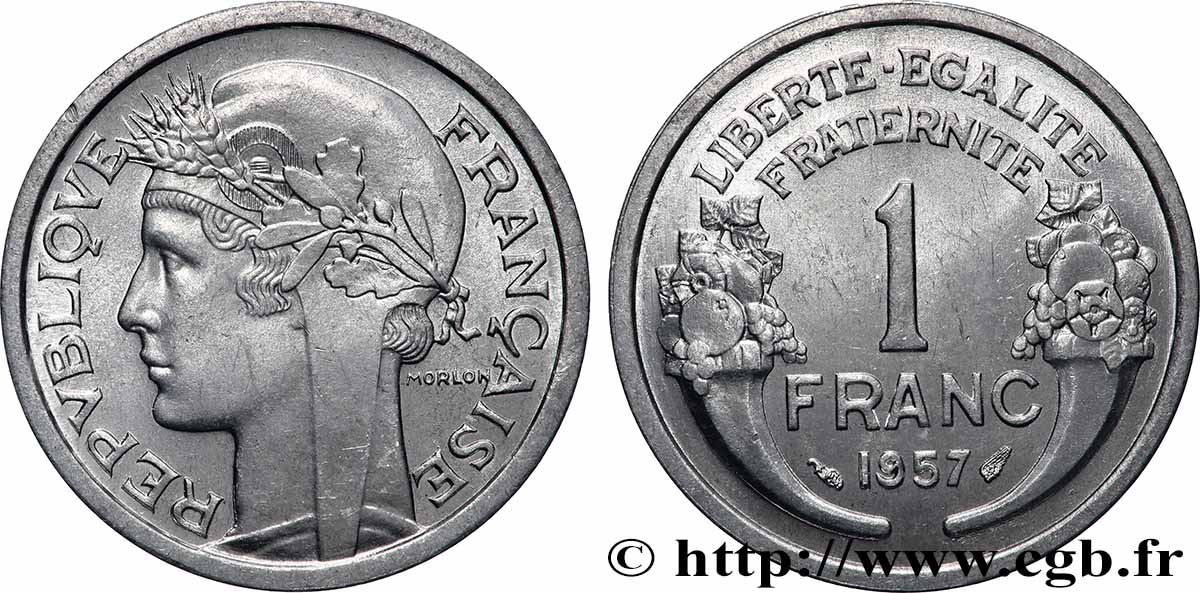 1 franc Morlon, légère 1957  F.221/19 MS65 
