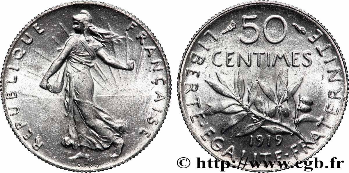 50 centimes Semeuse 1919 Paris F.190/26 SPL64 