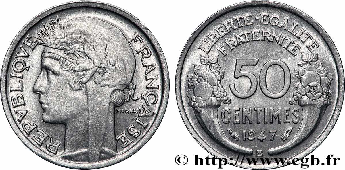 50 centimes Morlon, légère 1947 Beaumont-le-Roger F.194/11 MS63 