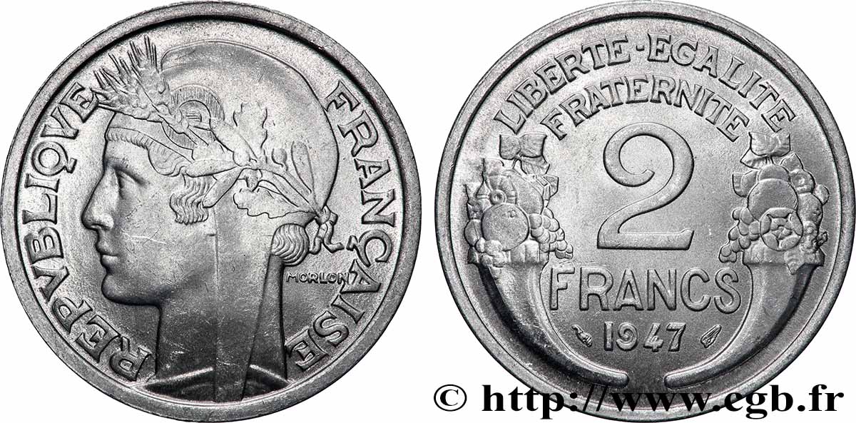 2 francs Morlon, aluminium 1947  F.269/10 MS 
