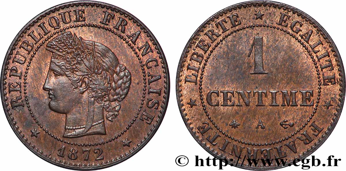 1 centime Cérès 1872 Paris F.104/1 SPL63 