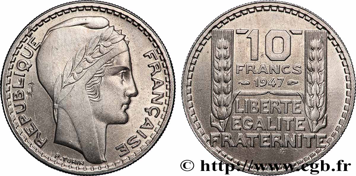 10 francs Turin, grosse tête 1947  F.361A/4 FDC65 