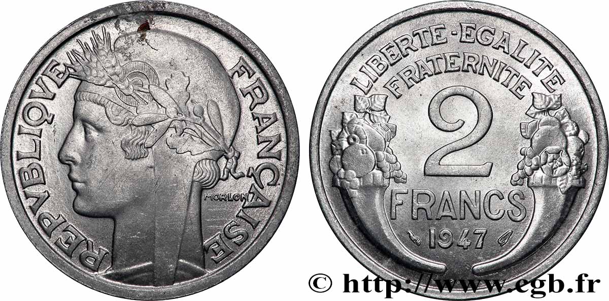 2 francs Morlon, aluminium 1947  F.269/10 fST 