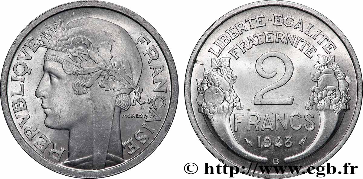 2 francs Morlon, aluminium 1948 Beaumont-Le-Roger F.269/13 fST64 