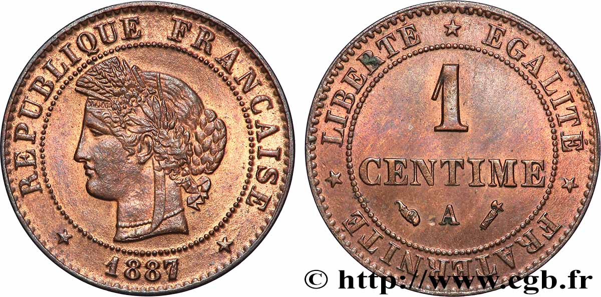 1 centime Cérès 1887 Paris F.104/14 fST63 