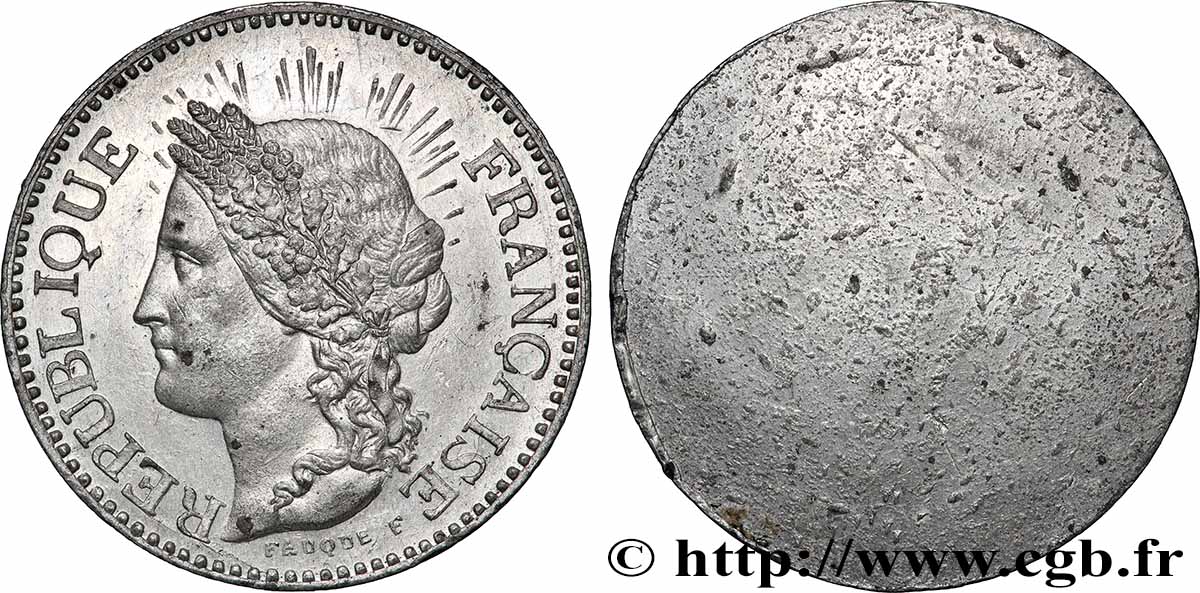 Concours de 10 centimes, essai uniface de l&nbsp;avers de Fauque 1848  VG.3140  var. MS 