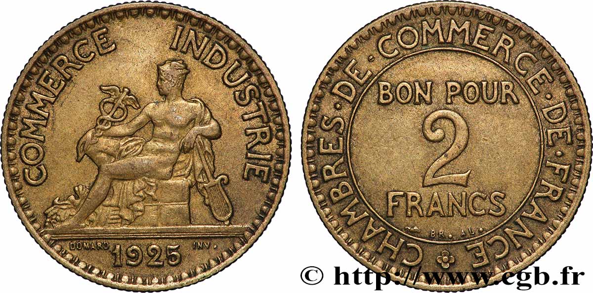 2 francs Chambres de Commerce 1925  F.267/7 TTB+ 