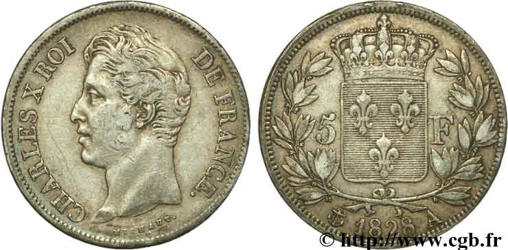 5 francs Charles X, 2e type 1828 Paris F.311/14 TTB40 