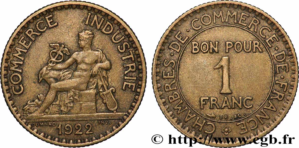 1 franc Chambres de Commerce 1922 Paris F.218/4 AU 