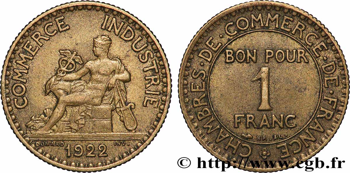 1 franc Chambres de Commerce 1922 Paris F.218/4 fVZ 