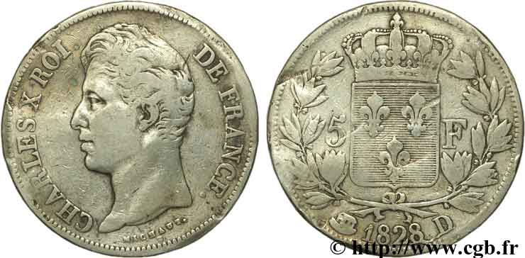 5 francs Charles X, 2e type 1828 Lyon F.311/17 B12 