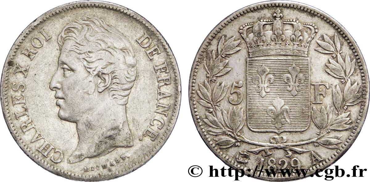 5 francs Charles X, 2e type 1829 Paris F.311/27 TB35 