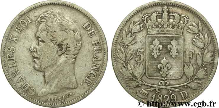 5 francs Charles X, 2e type 1829 Lyon F.311/30 MB25 