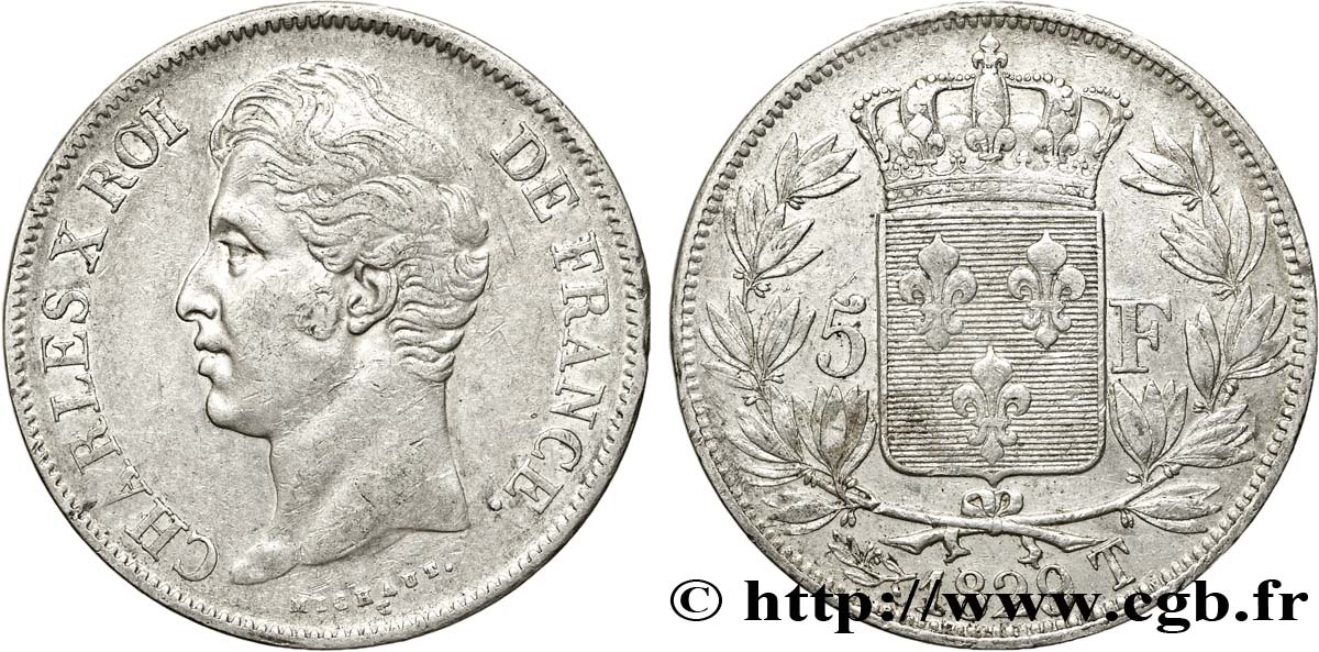 5 francs Charles X, 2e type 1829 Nantes F.311/38 XF45 
