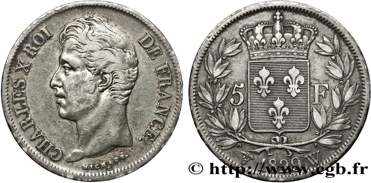 5 francs Charles X, 2e type 1829 Lille F.311/39 XF45 