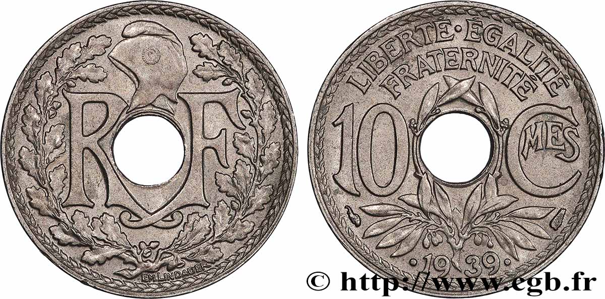 10 centimes Lindauer, maillechort 1939  F.139/3 VZ+ 