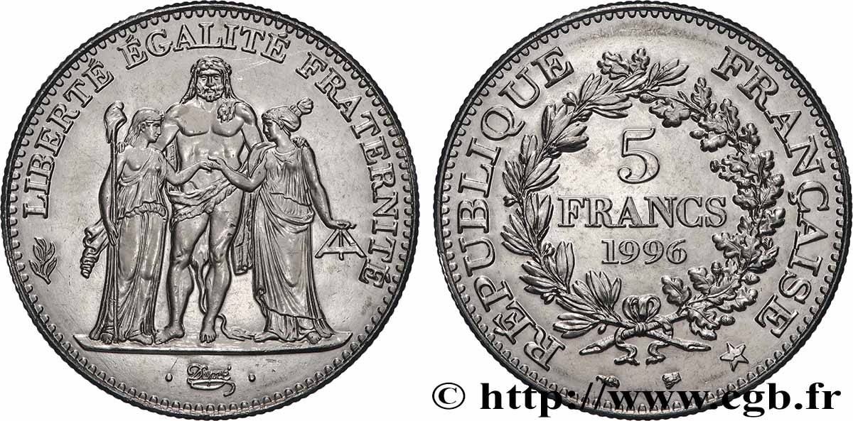 5 francs Hercule de Dupré 1996  F.346/2 fST 
