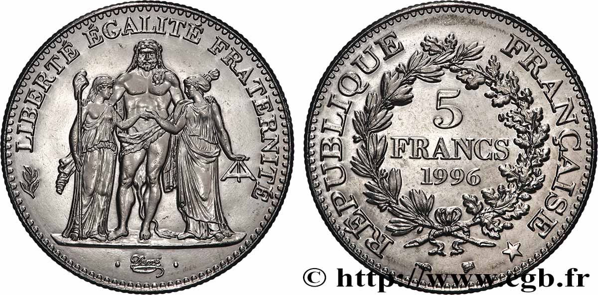 5 francs Hercule de Dupré 1996  F.346/2 SPL 