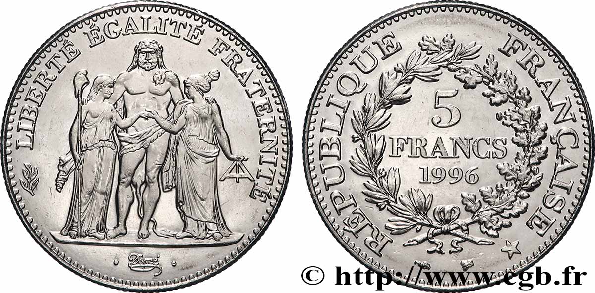 5 francs Hercule de Dupré 1996  F.346/2 MS 