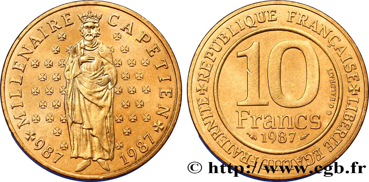 10 francs Millénaire Capétien 1987  F.371/2 MS60 
