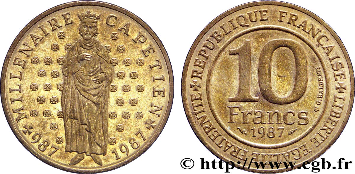 10 francs Millénaire Capétien 1987  F.371/2 SUP55 