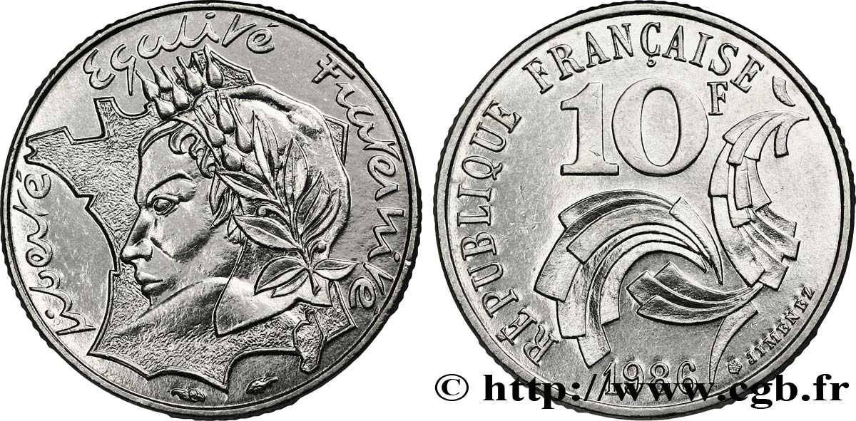 10 francs Jimenez 1986  F.373/2 MS60 
