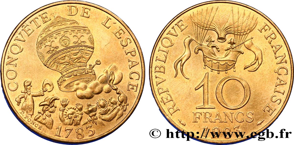 10 francs Conquête de l’Espace 1983  F.367/2 MS60 