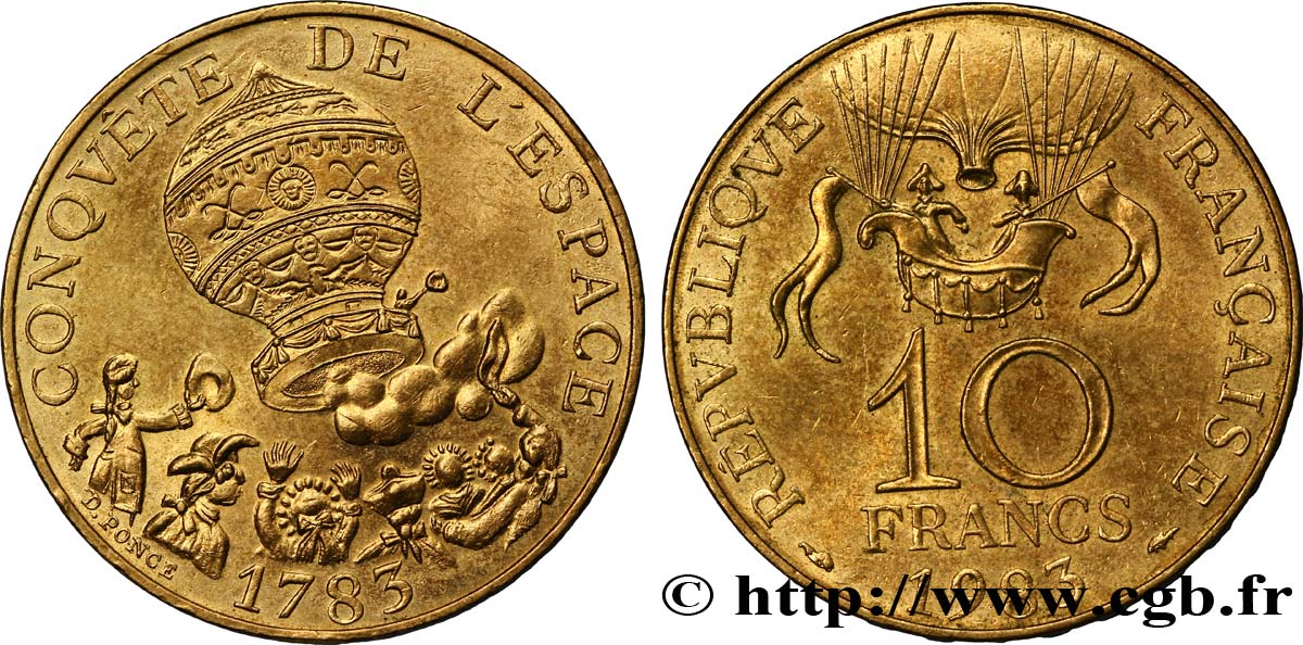 10 francs Conquête de l’Espace 1983  F.367/2 EBC60 