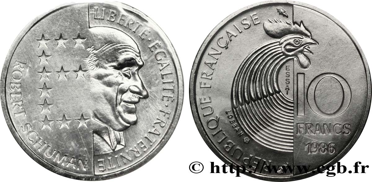 Essai de 10 francs Robert Schuman 1986 Pessac F.374/1 MS70 