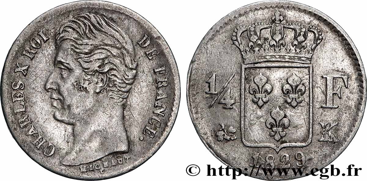 1/4 franc Charles X 1829 Bordeaux F.164/34 SS 