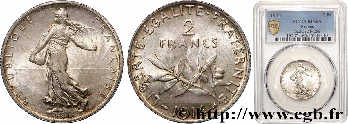 2 francs Semeuse 1914  F.266/15 FDC65 PCGS