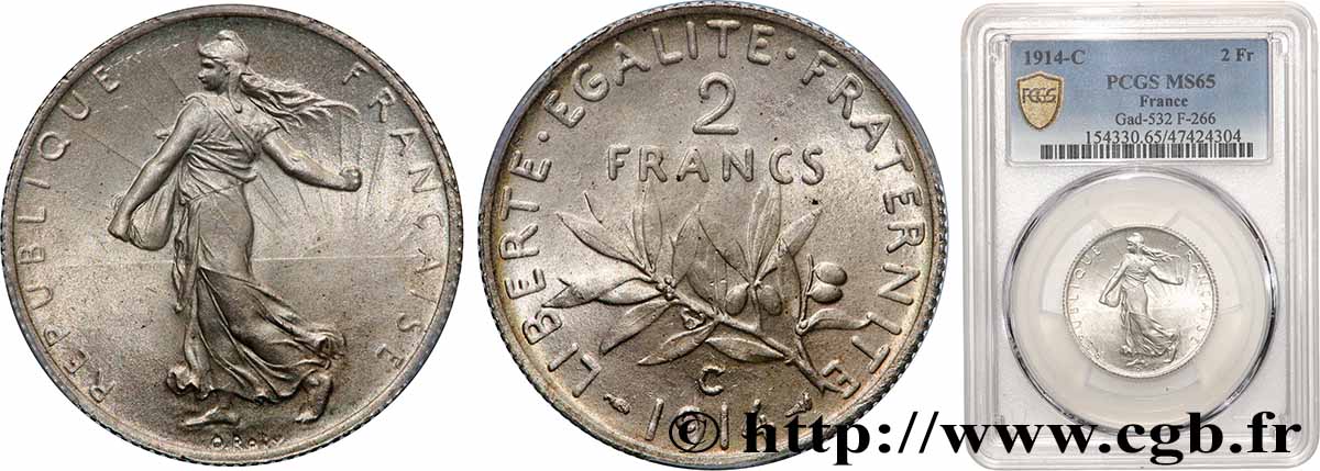 2 francs Semeuse 1914 Castelsarrasin F.266/16 FDC65 PCGS