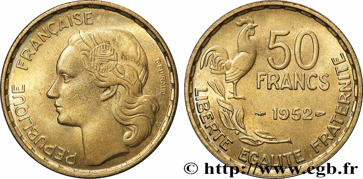 50 francs Guiraud 1952  F.425/8 SPL64 