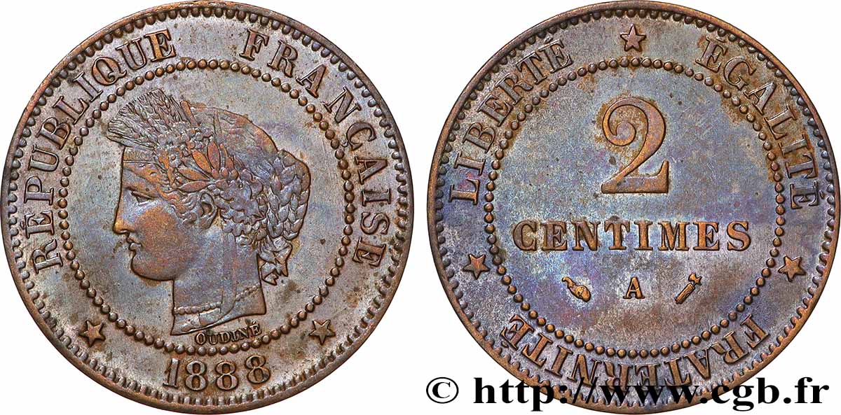 2 centimes Cérès 1888 Paris F.109/14 TTB+ 
