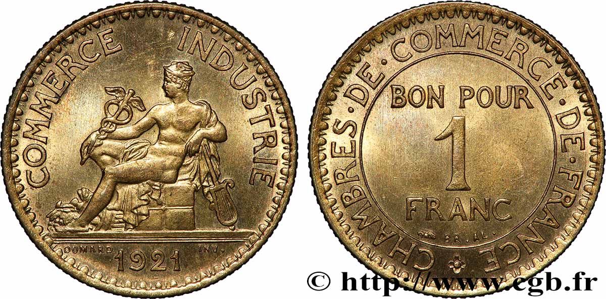 1 franc Chambres de Commerce 1921 Paris F.218/3 SPL64 