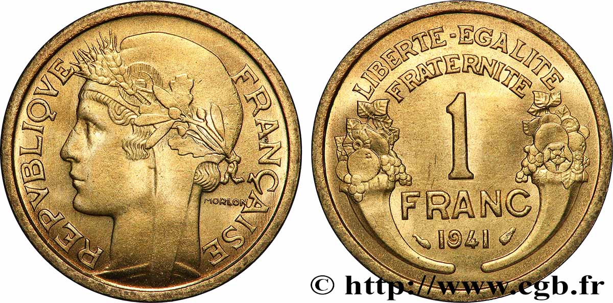 1 franc Morlon 1941 Paris F.219/12 MS65 