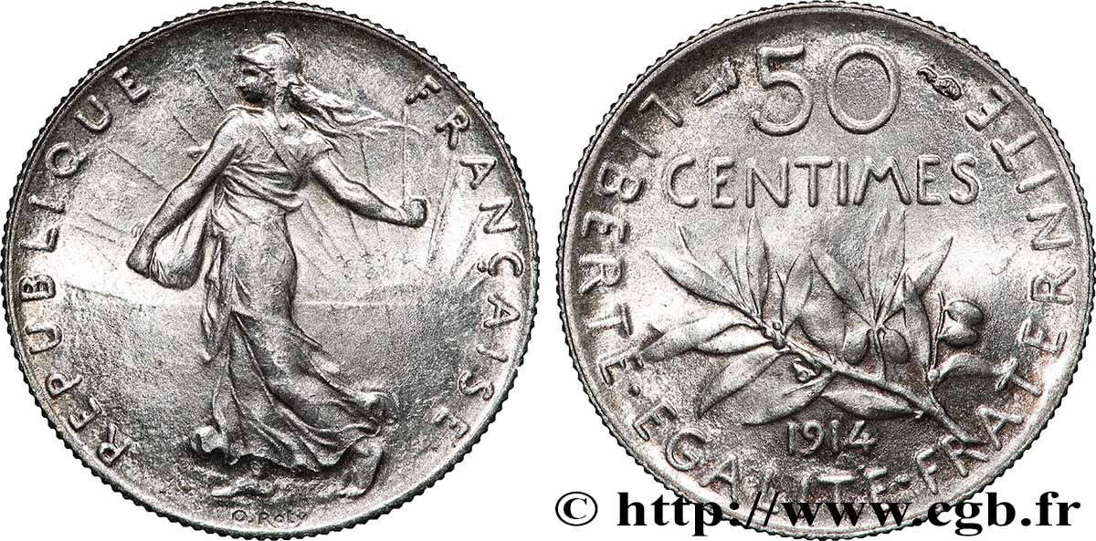 50 centimes Semeuse 1914 Paris F.190/21 MS62 
