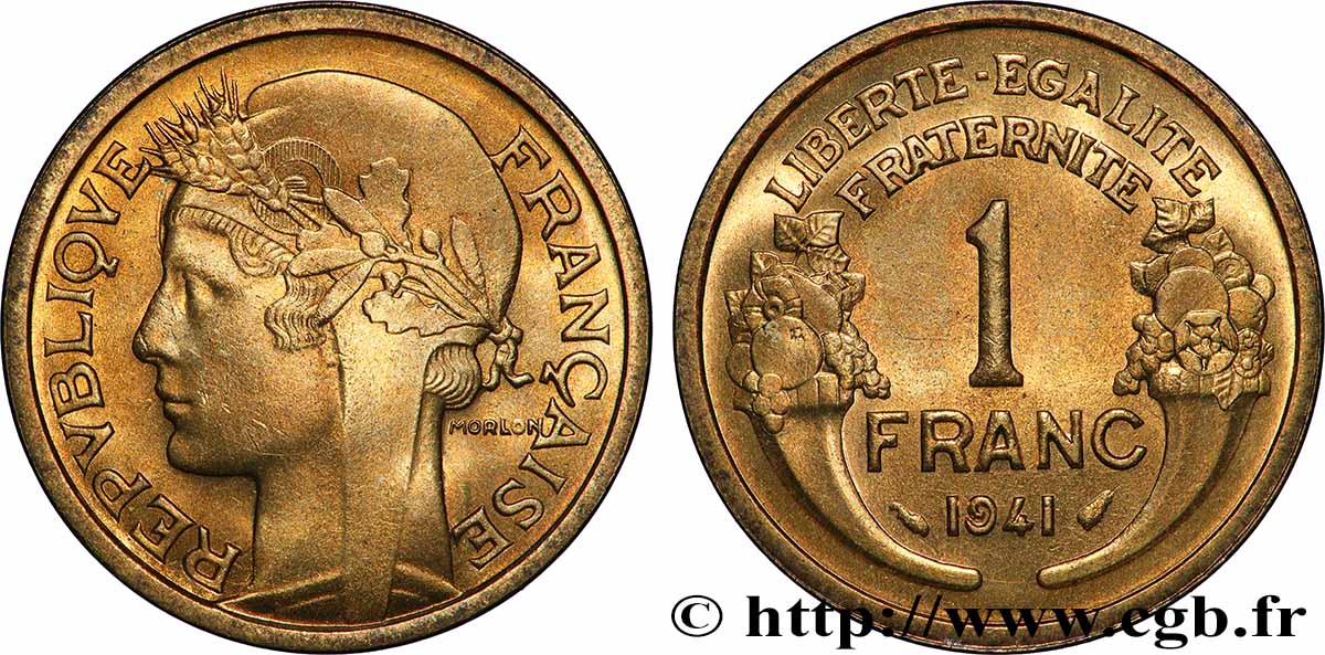 1 franc Morlon 1941 Paris F.219/12 MS64 