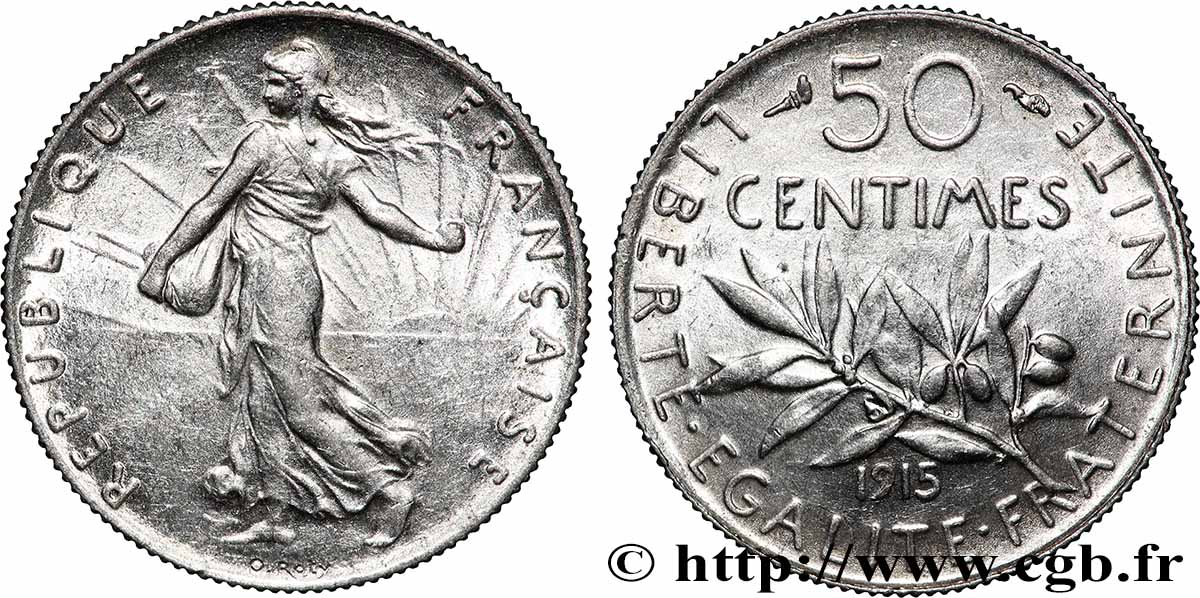 50 centimes Semeuse 1915 Paris F.190/22 MS60 