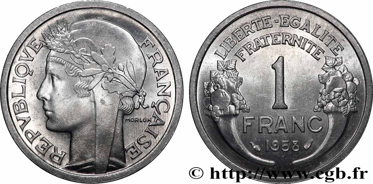 1 franc Morlon, légère 1958  F.221/21 MS63 