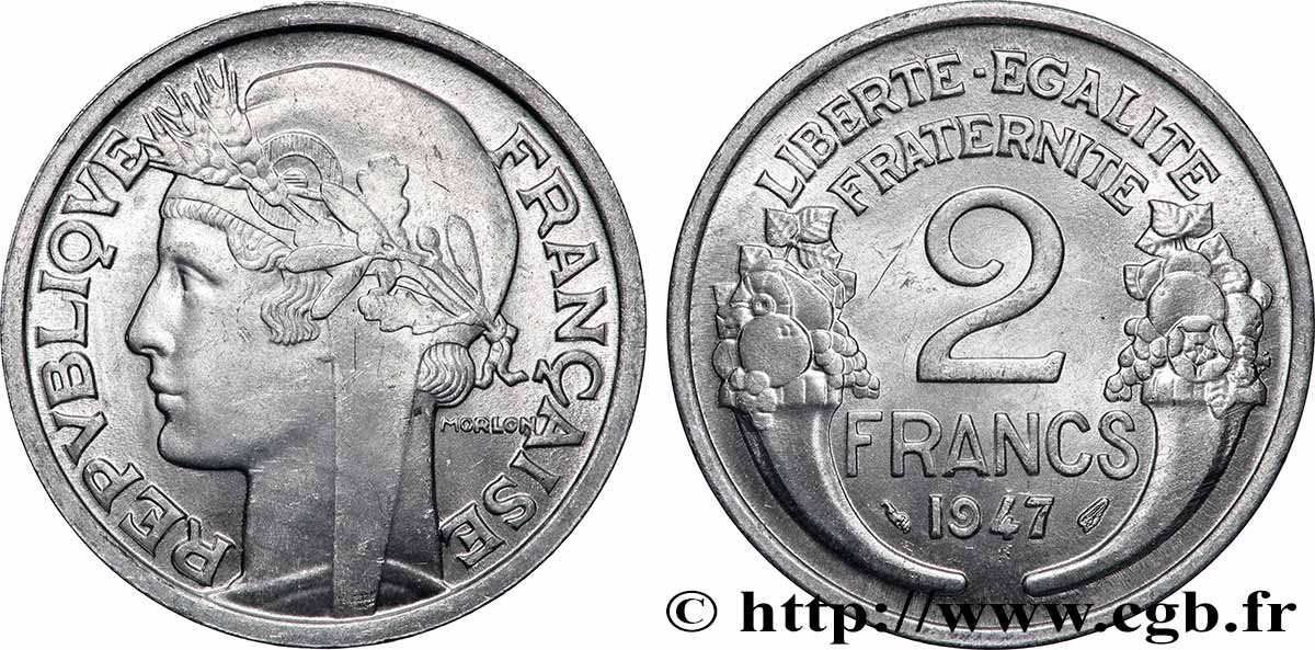 2 francs Morlon, aluminium 1947  F.269/10 MS 
