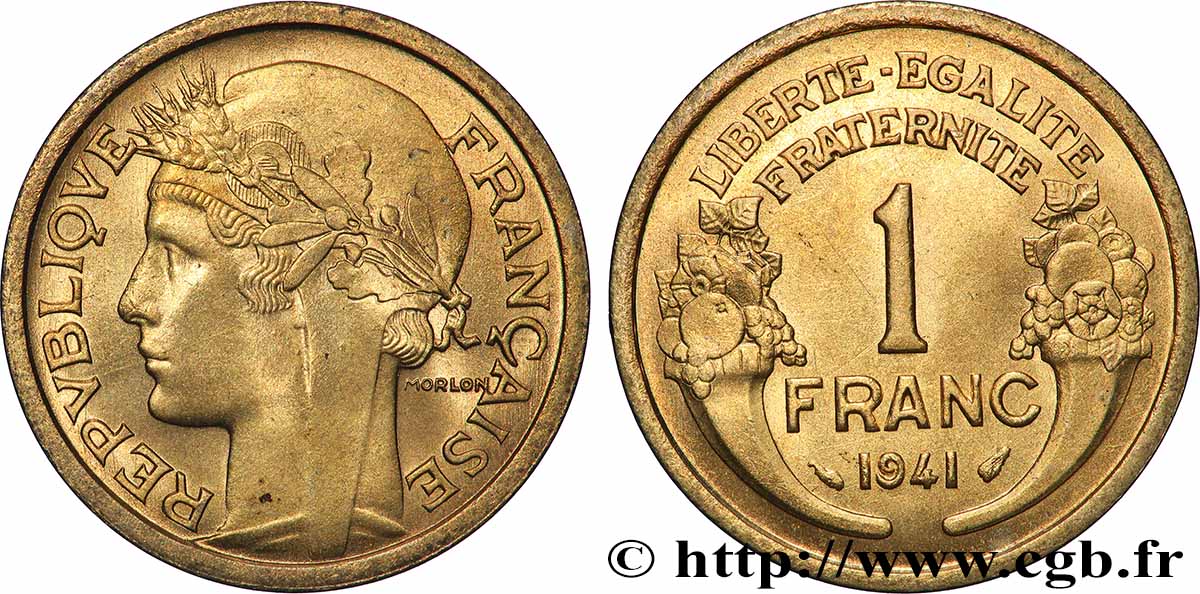 1 franc Morlon 1941 Paris F.219/12 MS64 
