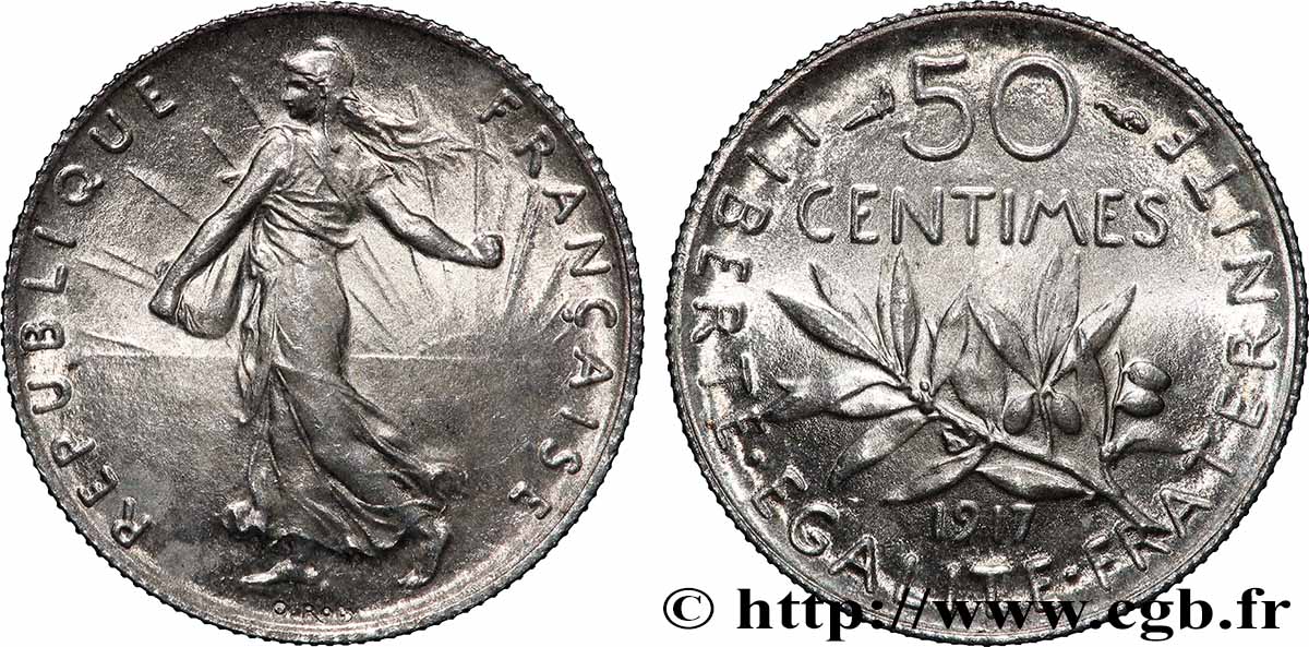50 centimes Semeuse 1917  F.190/24 MS64 