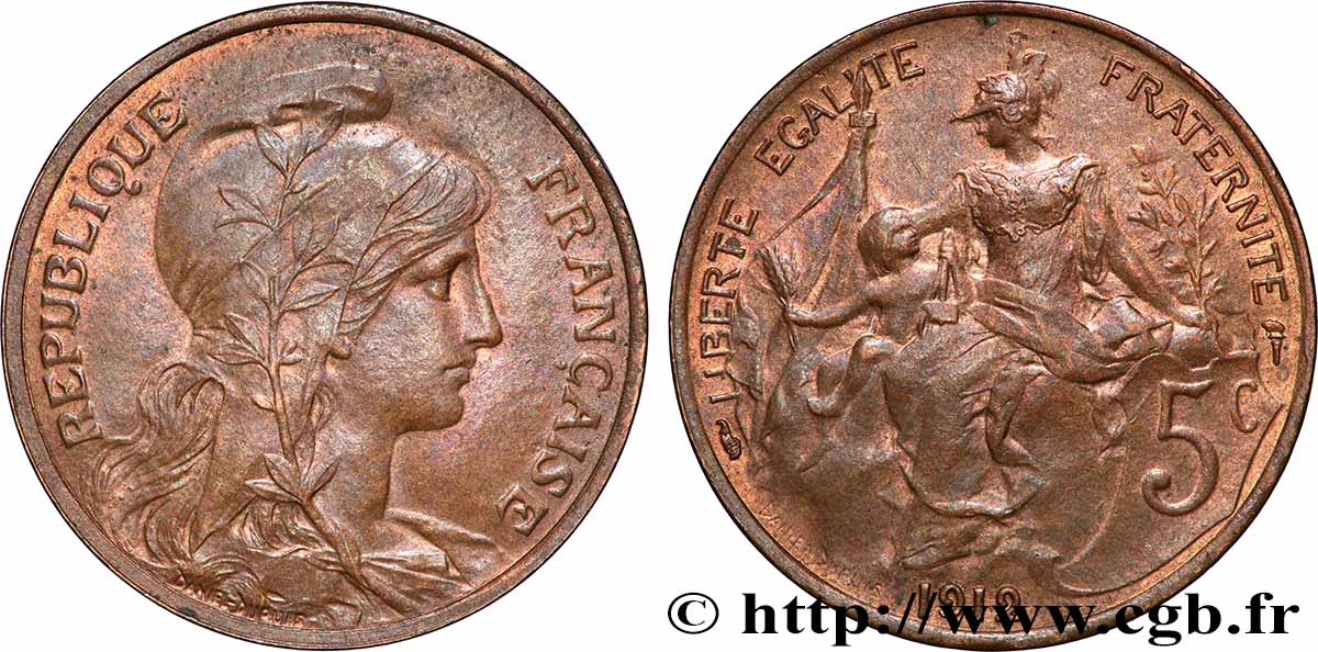 5 centimes Daniel-Dupuis 1912  F.119/24 MS60 