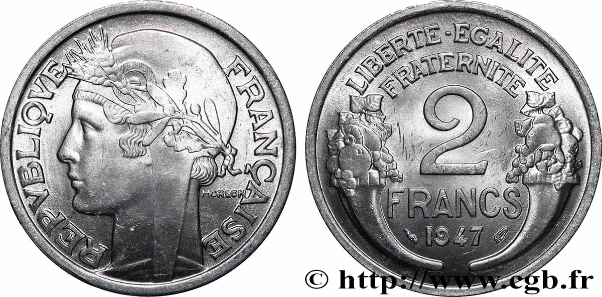 2 francs Morlon, aluminium 1947  F.269/10 MS 