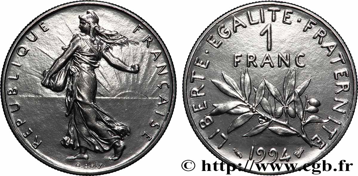 1 franc Semeuse, nickel, Brillant Universel 1994 Pessac F.226/42 MS 