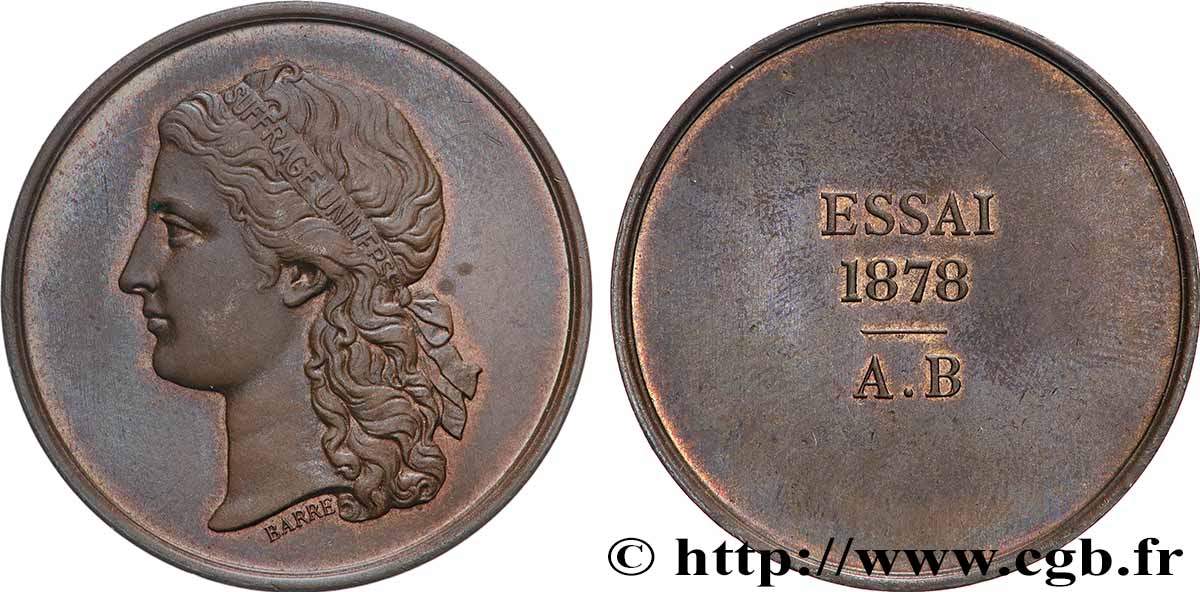 Essai de la médaille frappée à l’Exposition Universelle 1878  VG.3913  MS 